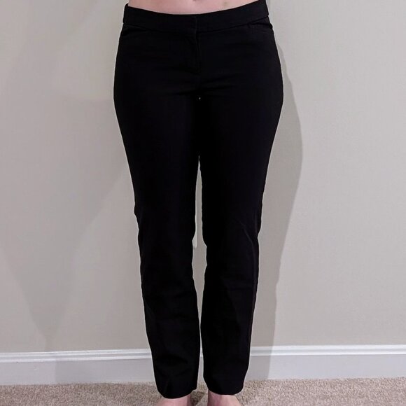 LOFT Pants - Ann Taylor LOFT Zoe Curvy Fit Straight Leg Long Black Trouser Pants, Size 8